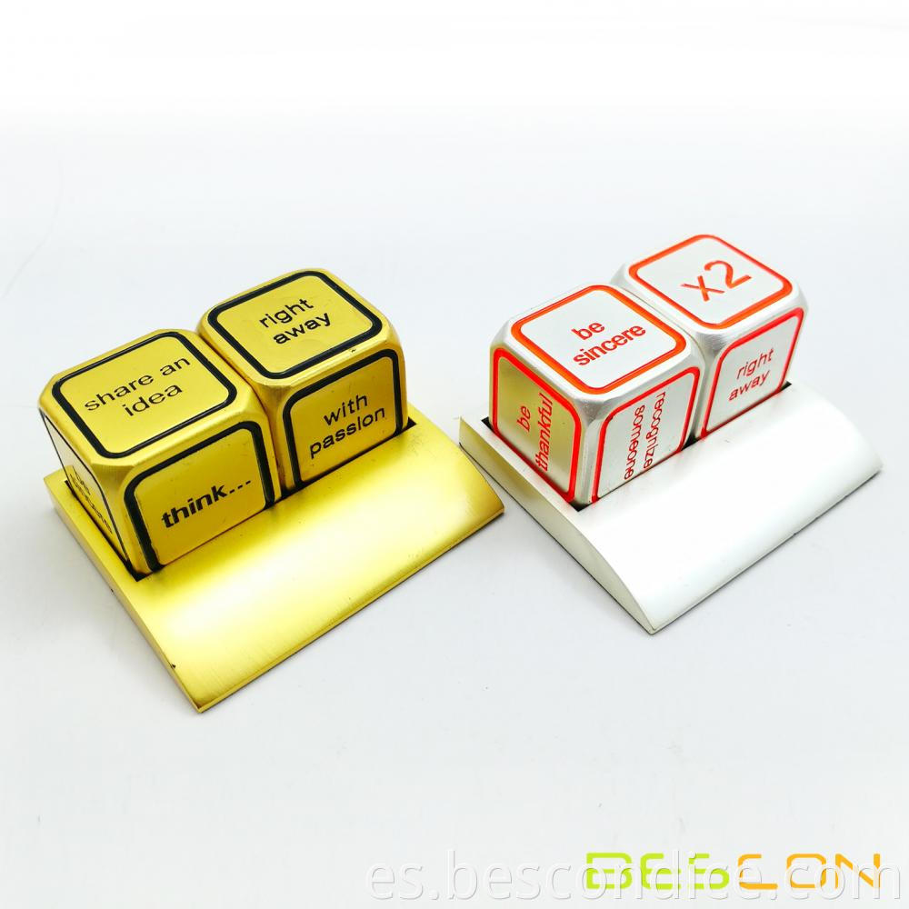 2pcs Motivational Desktop Metal Dice Set 1